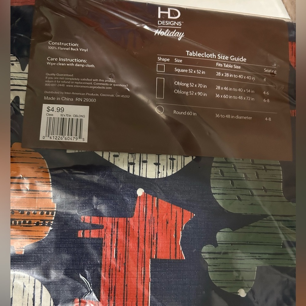 HD Designs Holiday Forest Friends Vinyl Tablecloth Oblong 52”x70” New - Picture 5 of 5